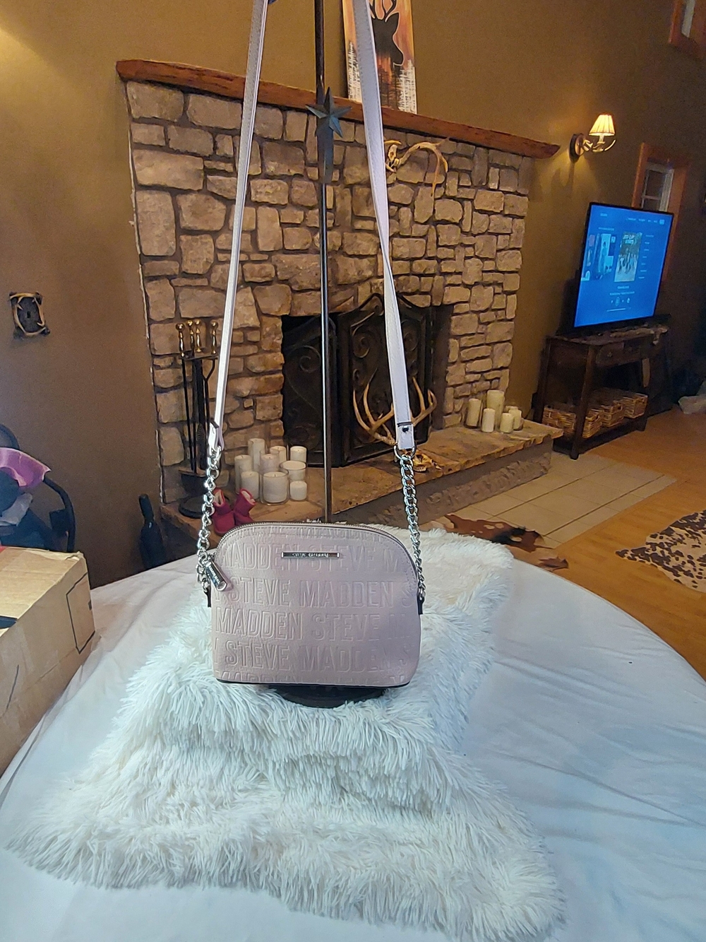 Steve Madden Pink Embossed Logo BMarilyn Dome Crossbody Bag - Like New